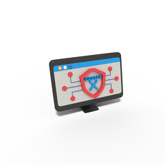 3d illustration of password security shield is wrong