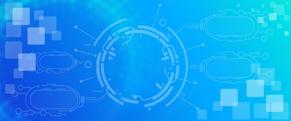 Website header banner, technology theme with blue background