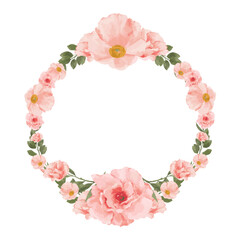 Peach Watercolor Flower Wreath Frame