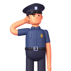 3d render of police officer thinking, making decision, contemplating