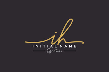 Initial IH signature logo template vector. Hand drawn Calligraphy lettering Vector illustration.