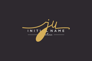 Initial JU signature logo template vector. Hand drawn Calligraphy lettering Vector illustration.