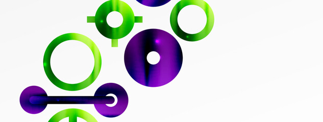 Minimal geometric abstract background. Circle, line and round shapes design. Trendy techno business template for wallpaper, banner, background or landing