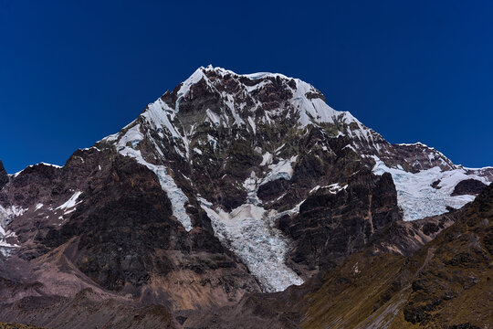 Wide shot of snow mountain in South American Andes