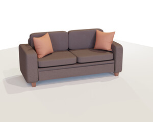 sofa with soft pillows 3D render