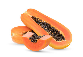 Slices of sweet papaya isolated on transparent png