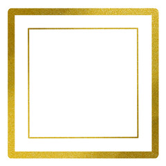 Gold square frame element with line border png.