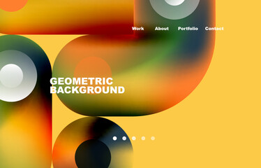 Website landing page abstract geometric background. Circles and round shapes. Web page for website or mobile app wallpaper