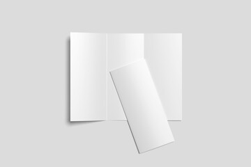 blank trifold brochure mockup top view