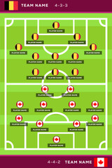 flat design football starting lineup template illustration