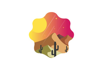 Illustration Vector graphic of Summer Desert Fit for Holiday Destination, Tourism Logo etc.