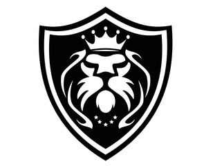 crowned lion logo with royal shield