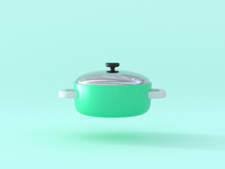 pot green abstract 3d rendering cartoon style