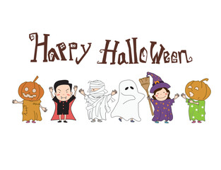 Children in Halloween costumes.