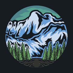 vintage mountain view vector illustration