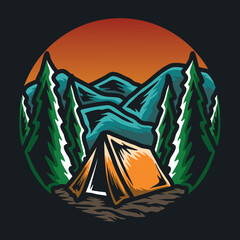 vintage mountain with nature view vectors illustration