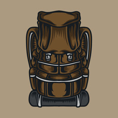 vintage hiking backpack outdoor vector illustration
