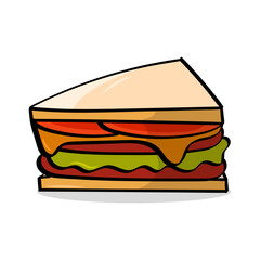 illustration vector hand drawn sandwich with cheese and ham fit for icon restaurant