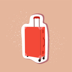 Vector doodle suitcase. Isolated luggage sticker on beige