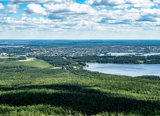 Fototapeta na wymiar beautiful view of the wooded Ural mountains