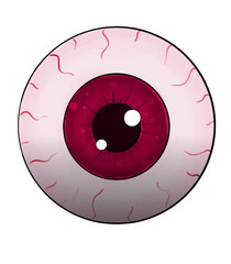 Eyeball with purple iris, color illustration