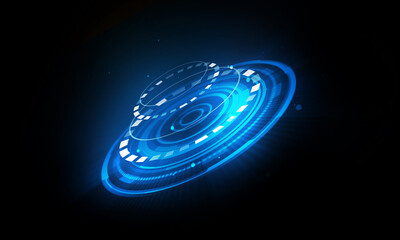 Abstract futuristic background of circle round glowing technology sci fi frame. hud ui.