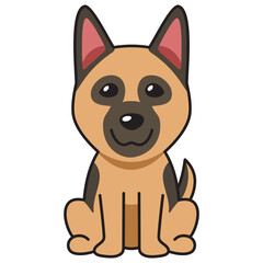 Cartoon character german shepherd dog for design.