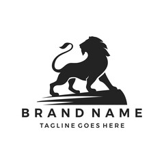 Obraz premium lion silhouette design, symbol of courage, bravery and power icon vector illustration