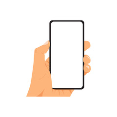 vector illustration of person holding smart phone, hand holding smart phone