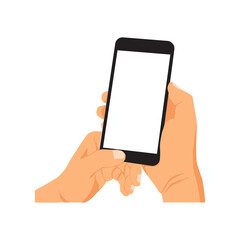 vector illustration of person holding smart phone, hand holding smart phone