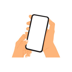 vector illustration of person holding smart phone, hand holding smart phone