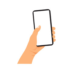 vector illustration of person holding smart phone, hand holding smart phone