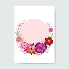 Circle frame made with flowers.