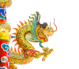 Chinese style dragon statue isolated