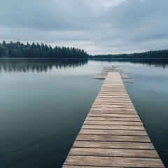 Wooden Dock on Lake