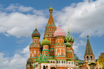 Fototapeta na wymiar Moscow Russian Federation 10 07 2022 Basil's Cathedral Cathedral of the Intercession of the Most Holy Theotokos, on the Moat