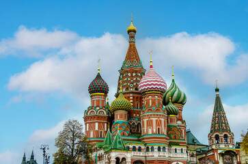 Fototapeta na wymiar Moscow Russian Federation 10 07 2022 Basil's Cathedral Cathedral of the Intercession of the Most Holy Theotokos, on the Moat