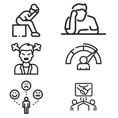 Person in difficulty and anger. A person sitting with hand in head. Anger and changing mood of a person and mood changing strategy is with mood changing meter. Two person shaking hand and show unity.