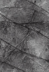 City made up of concrete building. Desaturated aerial analog Abstract Art background.