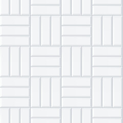 Seamless smooth metro tile texture - realistic white brick background with triple mosaic layout pattern