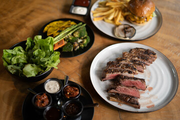 grilled meat with vegetables