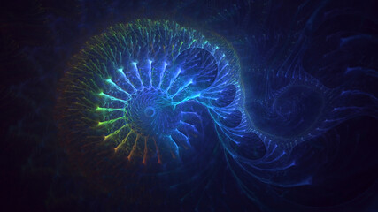 3D rendering abstract multicolor fractal light background