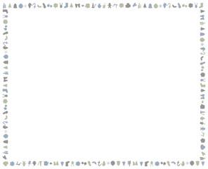 Fototapeta premium シルエットなクリスマスモチーフな矩形の飾り枠 