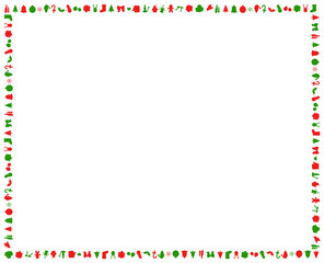 シルエットなクリスマスモチーフな矩形の飾り枠
