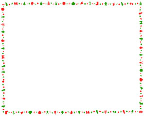 大小入り混じるシルエットなクリスマスモチーフな矩形の飾り枠

