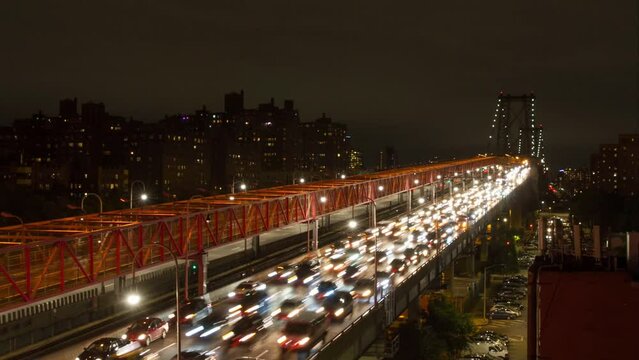 Time Lapse Williamsburg Bridge In Night