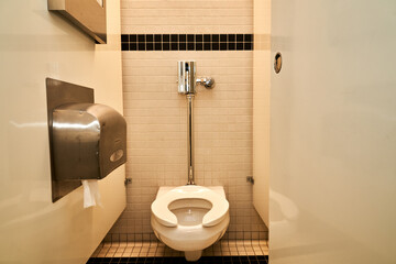 Public Toilet Stall in Midcentury Building  - obrazy, fototapety, plakaty
