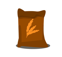 Rice sack icon in flat style. Vector illustration