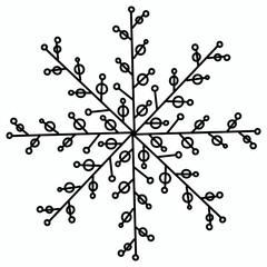 Vector illustration of snowflakes with circles and geometric lines