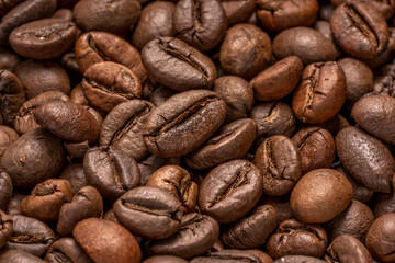 Close up,Roasted Cocoa beans or Aromatic Cocoa beans for coffee drink.